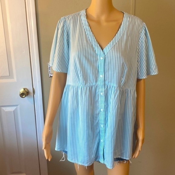 Ingrid & Isabel Tops - Isabel maternity size X-Large light blue /white striped  light‎ weight